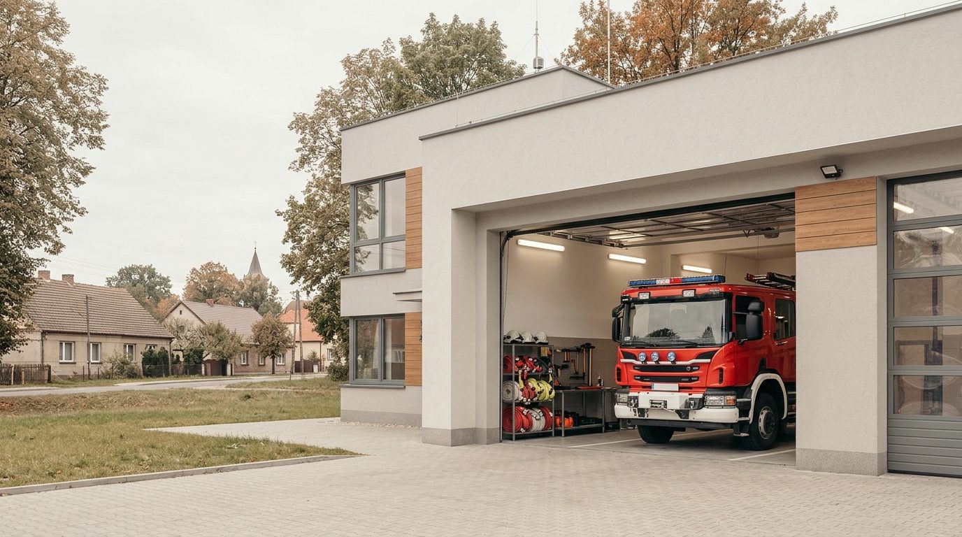 Remiza OSP z wozem strażackim